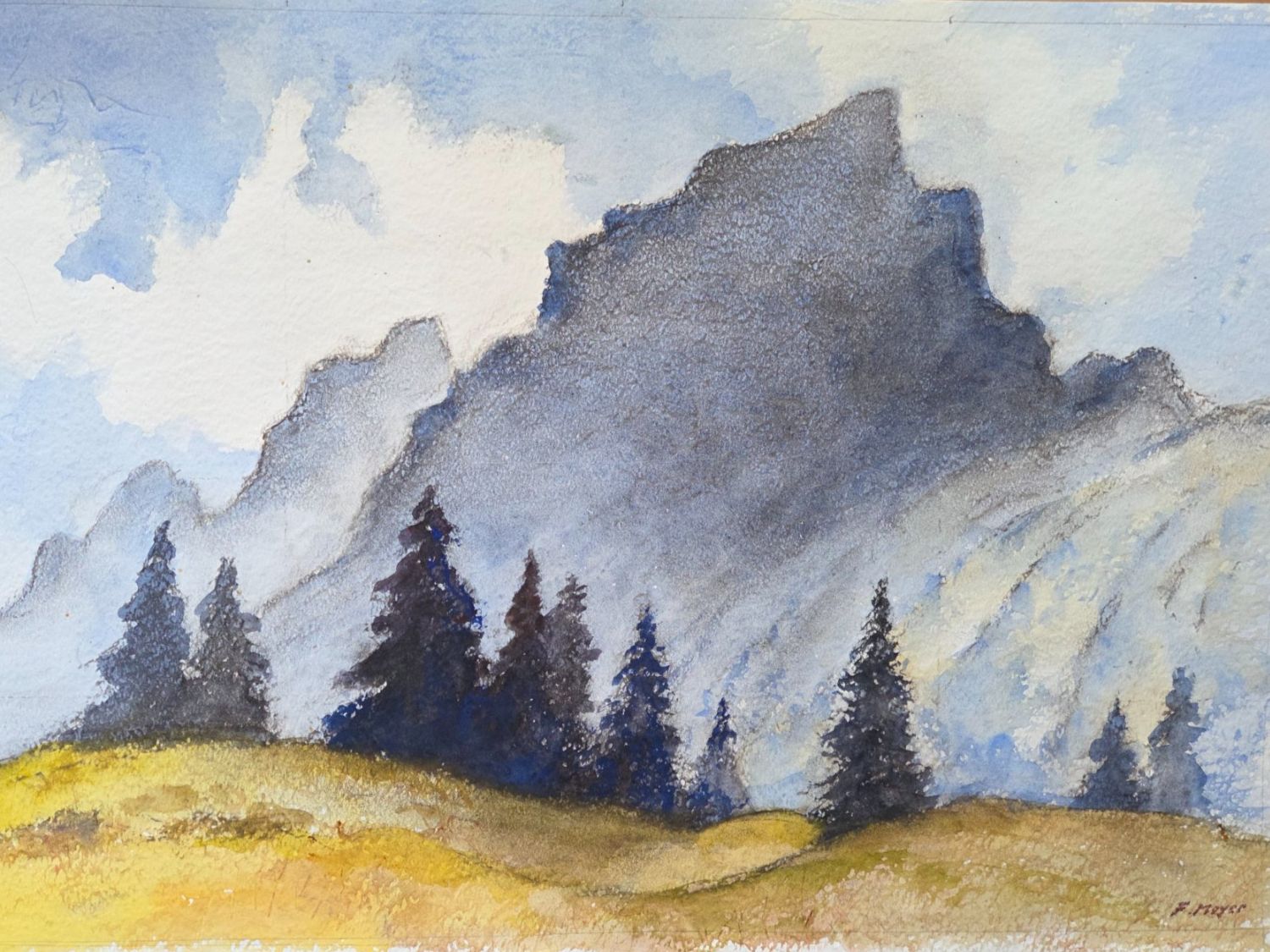 Dipinti: Aquarell Ferdinand Meyer-Streiff Mittelsack GL 1987 – Usato da Rheinfelden venduto da Badelus