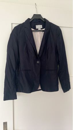 Dunkel Baumwoll/Leinen Blazer für den Übergang