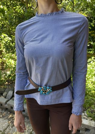 Camicetta 👌cotone a righe H&M con volant TgS/MNUOVA