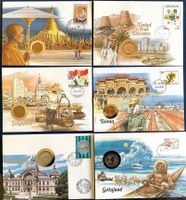 1987 - 92 / 6 Münzbriefe Singapur - Taiwán - Emirates …