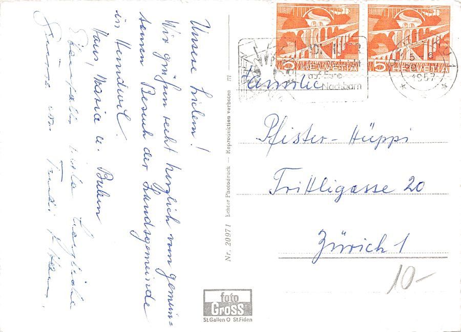 Ansichtskarten: Hundwil AR, gelaufen 1957 – Gebraucht aus Frauenfeld von POML 1
