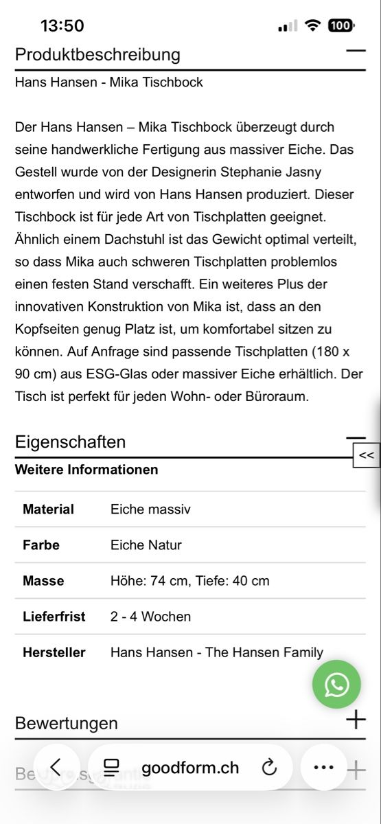 Altri mobili per ufficio: Hans Hansen Mika Tischbeine Eiche – Usato da Homburg venduto da leuearly 4