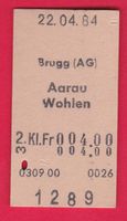KARTON BILLETT, BRUGG (AG) - WOHEN, 2.KLASSE, EINFACH