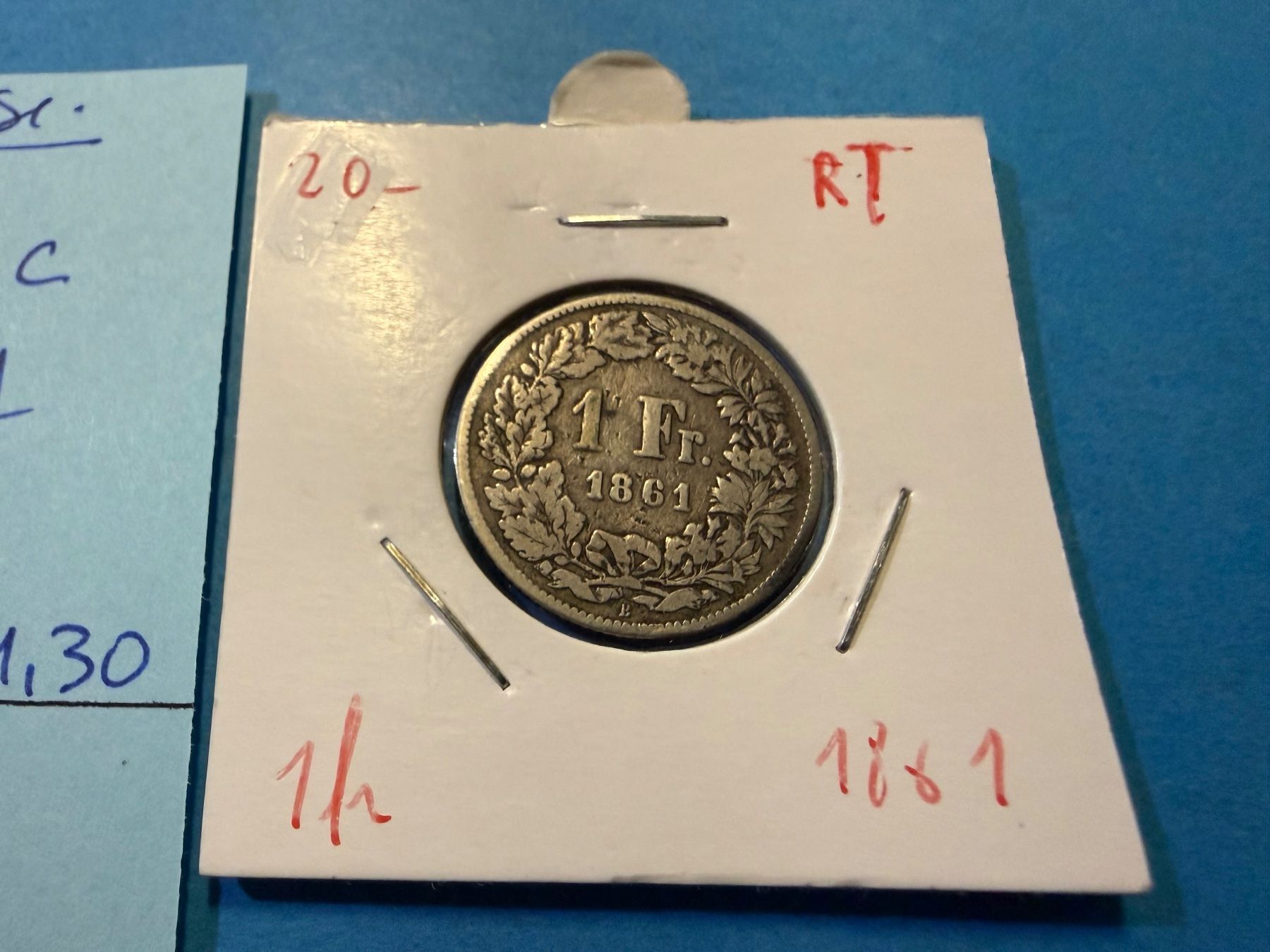 Alle Münzen: SUISSE : 1 FRANC 1861-  Bon état – Gebraucht aus genève von GEnumist 1