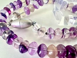 Amethyst Kette Rondellen facettiert 46cm Unikat handgefertig