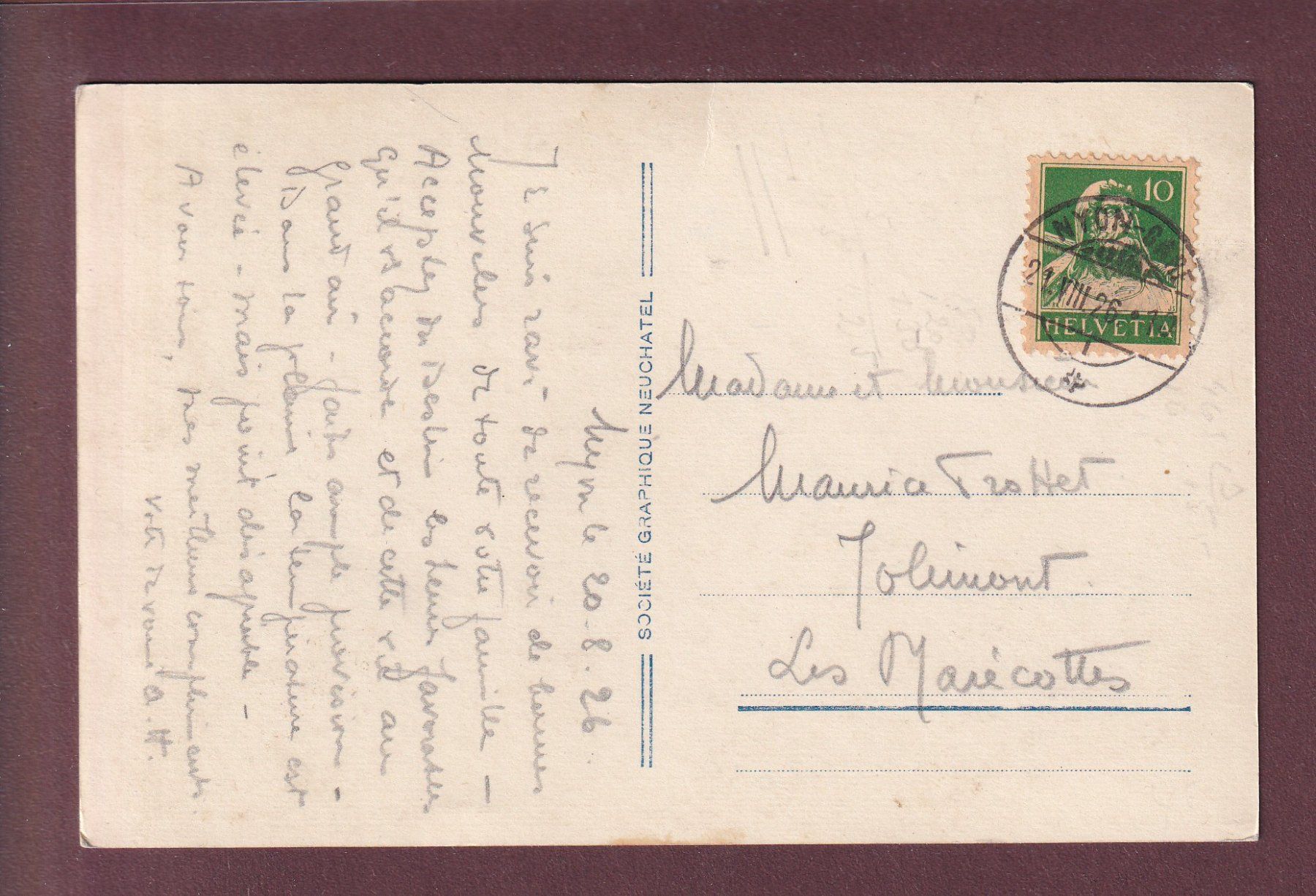 Ansichtskarten: NYON - Le Château - 1926 – Gebraucht aus Pully von nicecards 1