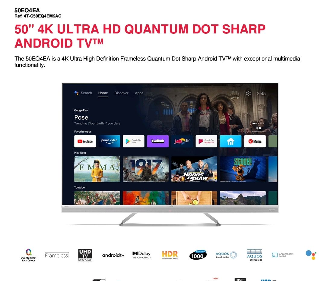 Fernseher: Sharp 50" (50EQ4EA) Fernseher, neuwertig – Gebraucht aus Spiegel b. Bern von bra_y8xv 1