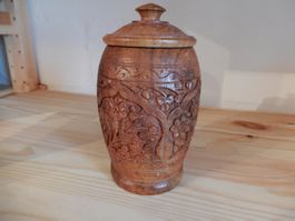 Holz Dose mit Deckel, handgeschnitzt, dekorativ, guter Zu...