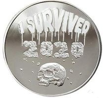 Münze I SURVIVED 2020 Corona Erinnerungsmünze silberfarben