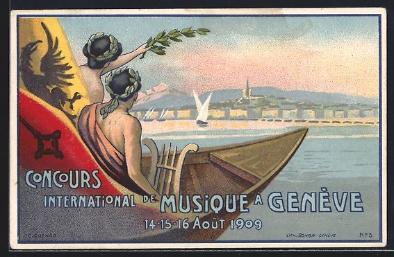 Ansichtskarten: Litho Genève, Concours International de – Gebraucht aus Berlin von bartko-reher