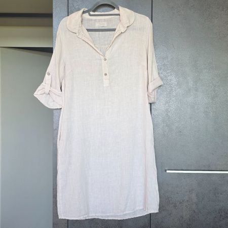 🐸 LEINENKLEID M KLEID LEINEN ROLLÄRMEL TOP ZUSTAND