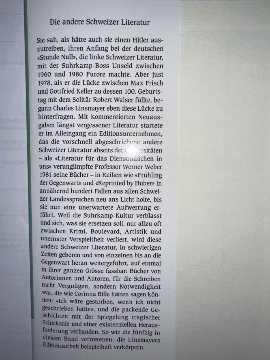 Bücher: Charles Linsmayer "Die andere Schweizer Literatur" – Neu (gemäss Beschreibung) aus Bern von schnupka 2