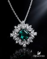 SWAROVSKI HALSKETTE KETTE SILBER GRÜN FUNKELTRAUM