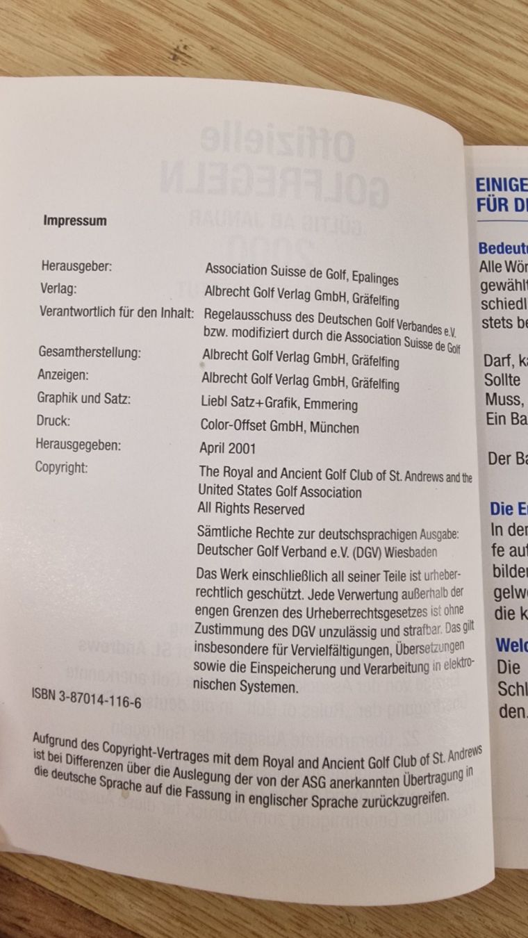 Libri: Golfregeln Buch – Usato da Weisslingen venduto da and-lo73 1