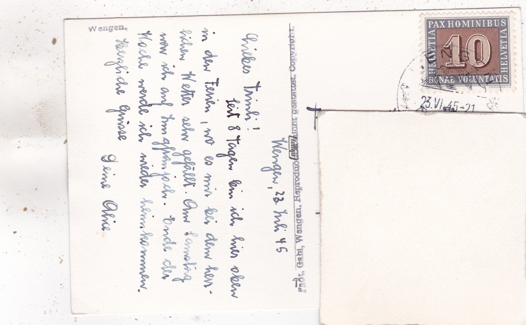 Cartoline postali: Wengen 1945 – Usato da Herisau venduto da Lisegrat2008 1