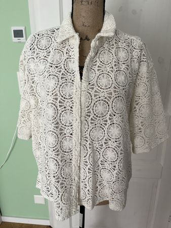 Damen Häkel Bluse JAKES Weiss Grösse 42 neuwertig
