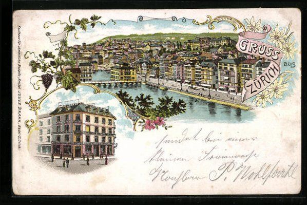 Ansichtskarten: Litho Zürich, Waren-Grosslager, Uferpar – Gebraucht aus Berlin von bartko-reher