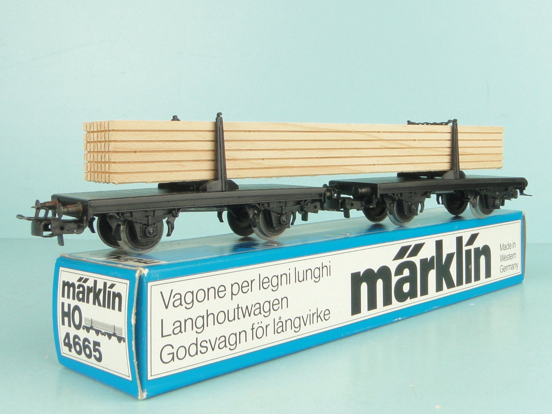 Märklin Modellini di ferrovie: Märklin 4665 Langholzwagen – Usato da Bülach venduto da cann11