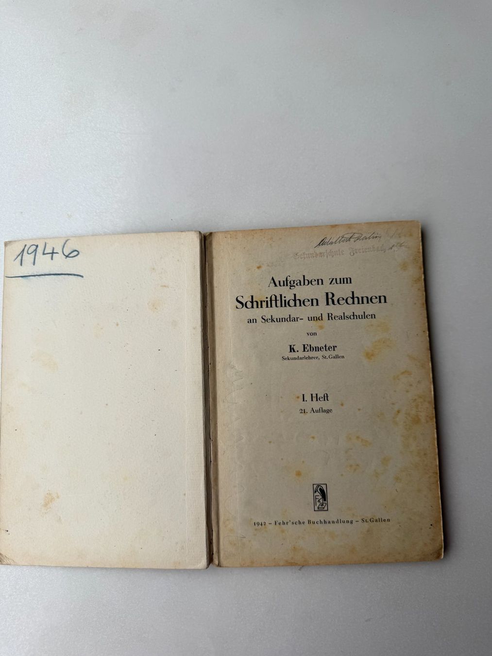 Bücher: alte Schul- und Rechenbücher – Gebraucht aus Pfäffikon SZ von Fam.104 2