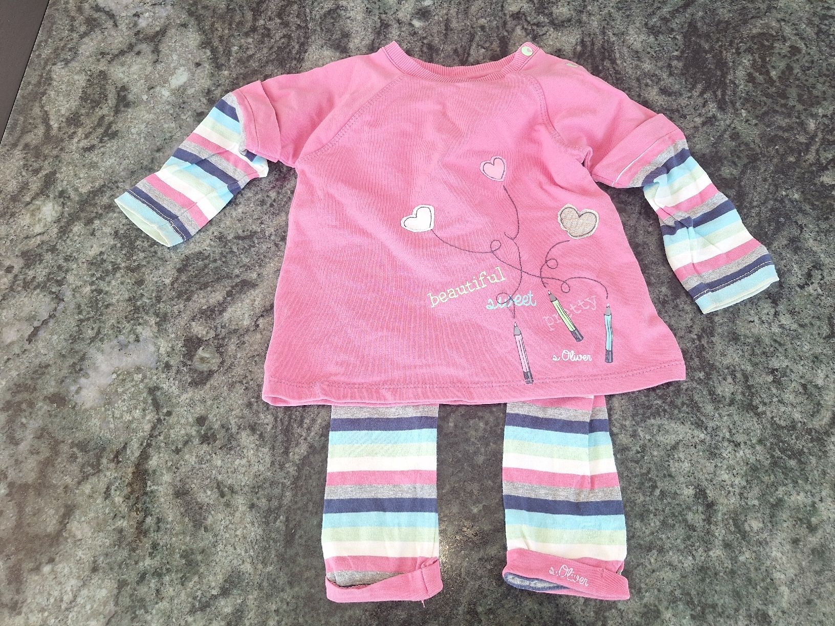 S.Oliver Maglioni & Felpe: S.Oliver Baby-Set, Gr. 74, Rosa/Gestreift,  – Usato da Wilen b. Wollerau venduto da kaffirank