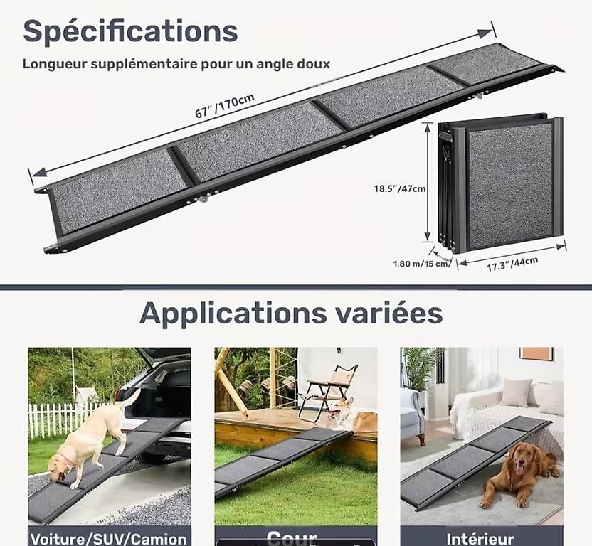 Gabbie, trasporto & Sicurezza: Rampe pliable antidérapante pour animaux – Nuovo e nell'imballaggio originale da Villars-le-Terroir venduto da isa_27br 2