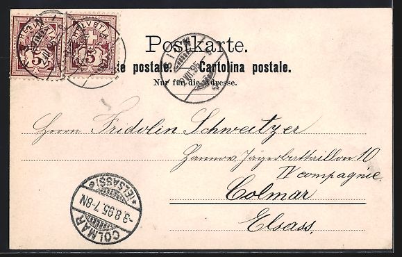 Cartoline postali: Vorläufer-AK Sion, 1895, Chateau de Val – Usato da Berlin venduto da bartko-reher 1