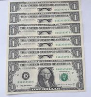 USA: 6x 1 dollar 1999 consécutifs