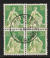 1933 Helvetia Nr. 111z (geriffelt) im 4er-Block ʘ