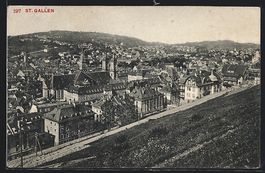 AK St. Gallen, Teilansicht mit Kirche