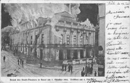 Antike Postkarte: Brand Stadttheater Basel, 1904, Top!