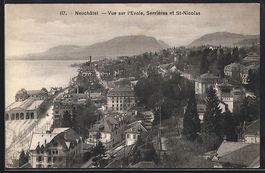 Neuchâtel, Vue sur l'Evole, Serrières 