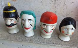 4 alte Handpuppen Köpfe