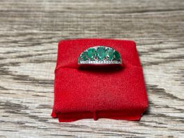 natürlicher Smaragd Ring 💎✨ Silber 925 vergoldet S27