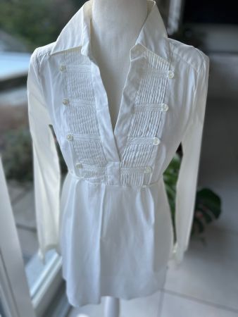 Elegante weisse Bluse Gr. 38 tailliert mit Gürtel