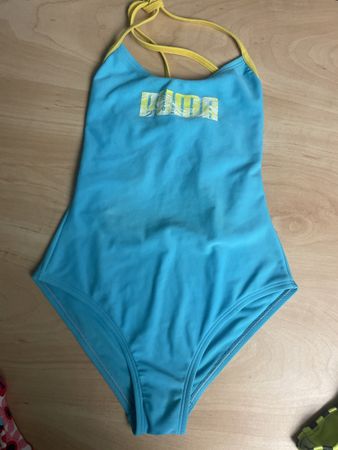 Puma Badeanzug, Türkis-Gelb Gr.128
