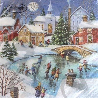 Tovaglioli: Serviette winterly ice skating (1226) 2Stk. – Nuovo (secondo la descrizione) da Schlatt TG venduto da kreativ-atelier