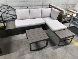 Gartenlounge Alu/Holz 3-tlg Gartenmöbel