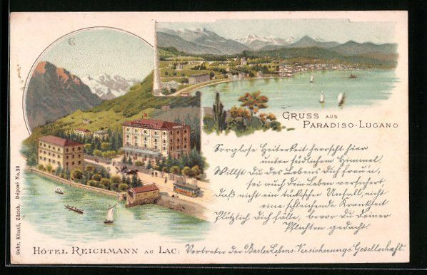 Cartes postales: Litho Paradiso-Lugano, Hotel Reichmann a – D'occasion à Berlin par bartko-reher