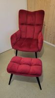 Sessel/ Ohrensessel in samtigen pink inklusive Hocker