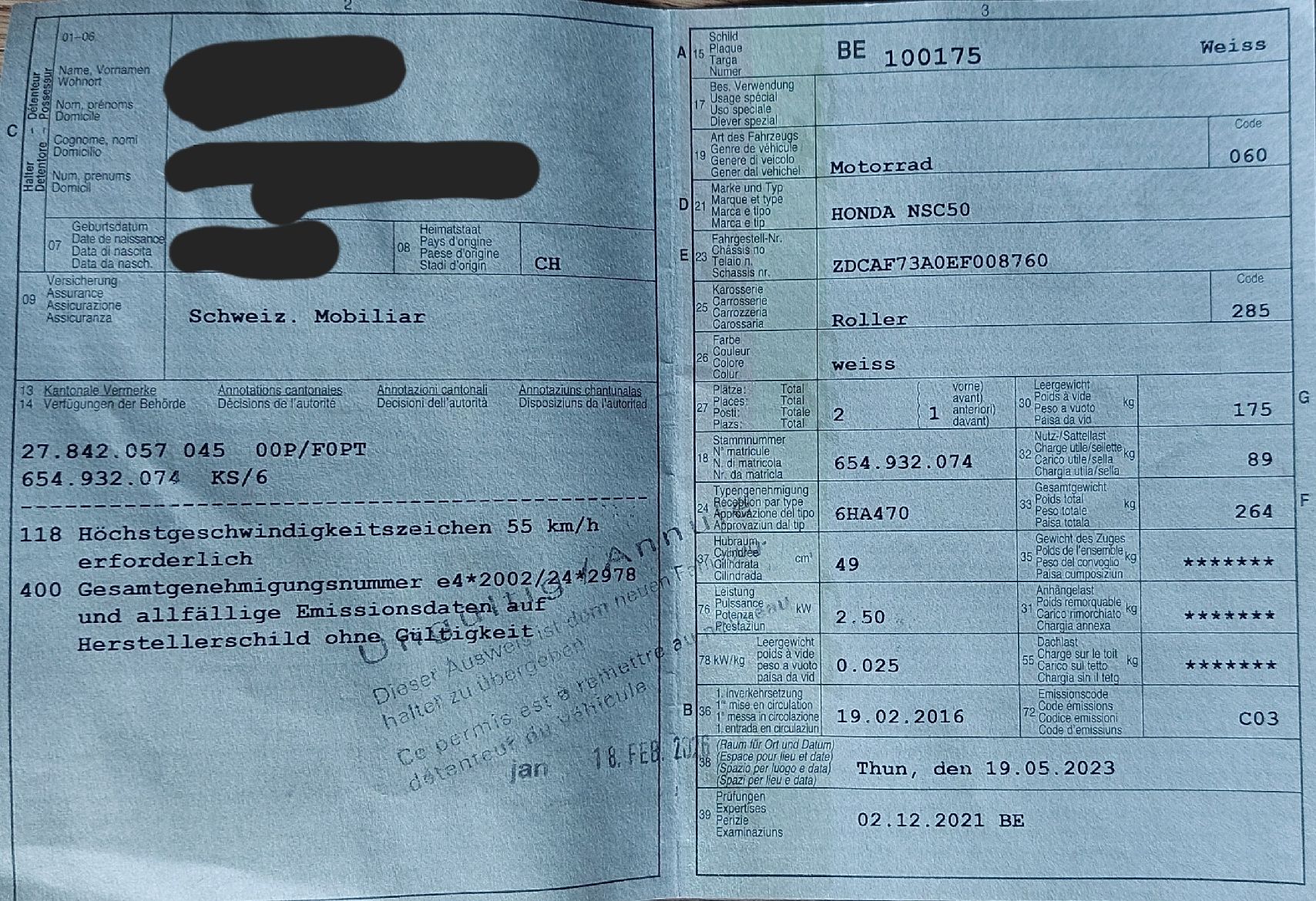 Honda Strada: Honda NSC50 (defekt) – Difettoso da Interlaken venduto da anna.kohler 5