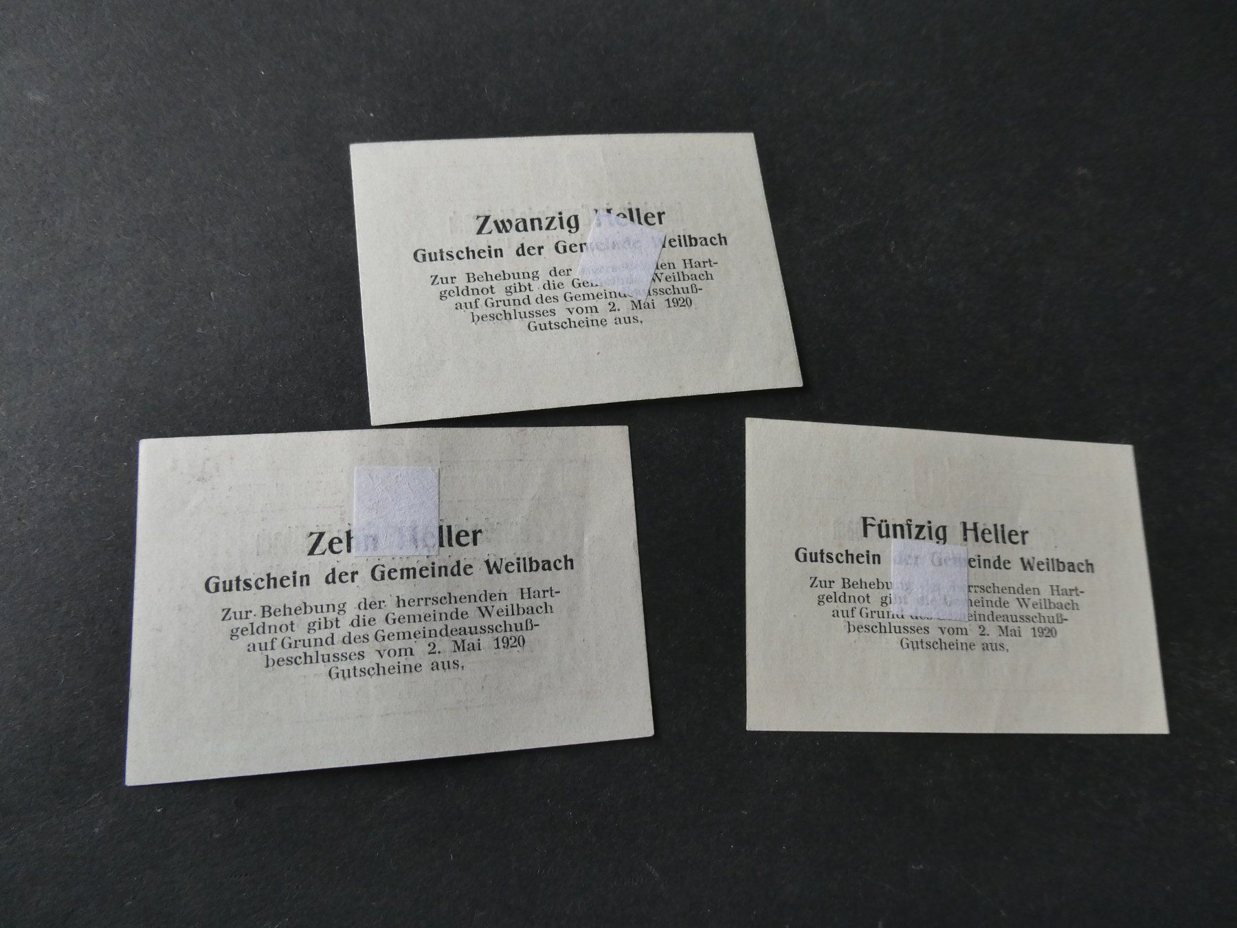 Banknoten: Oesterreich, Weilbach - Notgeldscheine – Gebraucht aus Hinterforst von Rohusri 1