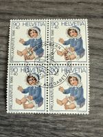 Briefmarke Helvetia Pro Juventute 1986, Viererblock top!