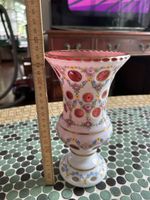  Weisses Glas Vase Blütendekor 23cm – Sammlers
