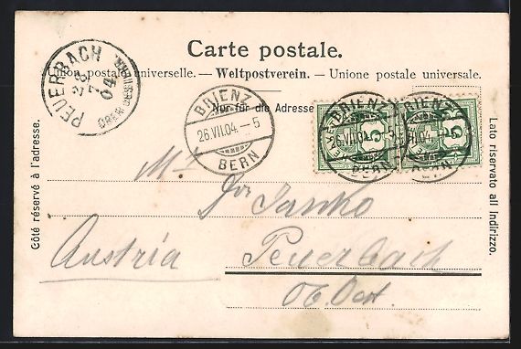 Cartoline postali: AK Giswyl, Kirche mit Innenansicht, 1904 – Usato da Berlin venduto da bartko-reher 1