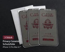 3x Privacy Ceramic Schutzfolie iPhone 12 Pro Max 6.7" – Neu