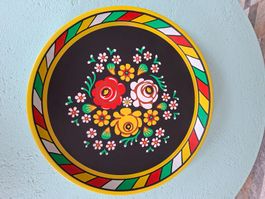 Blechteller mit Blumenmuster farbig Durchmesser 30 cm gut...