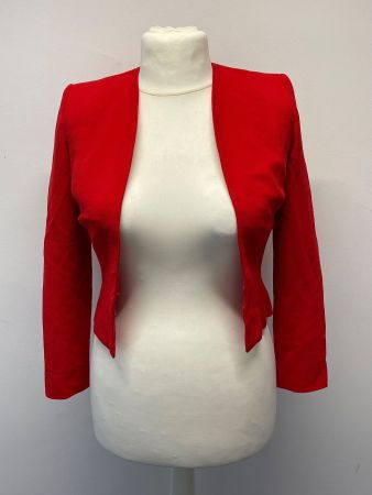 VALENTINO Kurzblazer Schurwolle Gr. DE 36 Bow-Details – Rot