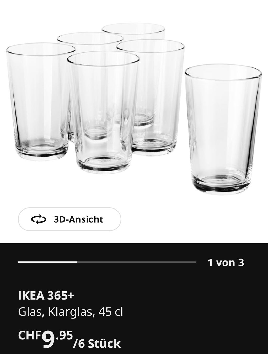 Ikea Verres: IKEA 365+ Glas Klarglas 45 cl – D'occasion à Kulmerau par Doene7 4