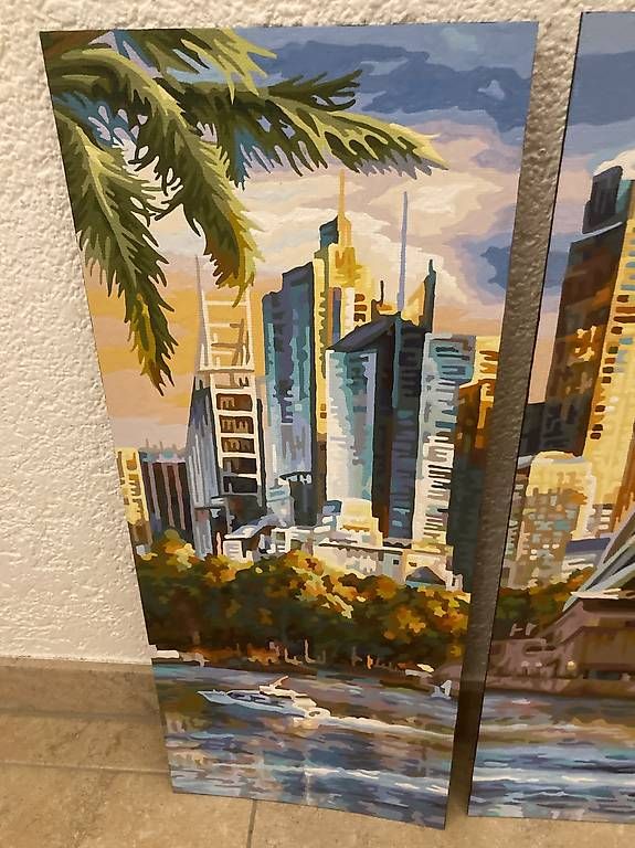 Dipinti: Bild/Gemälde "Sidney", Malen nach Zahlen, 3-teilig – Nuovo (secondo la descrizione) da Gelterkinden venduto da froggy80 1