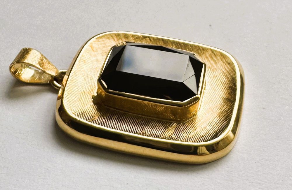 Goldanhänger 18Karat mit Rauchquarz, Vintage 3